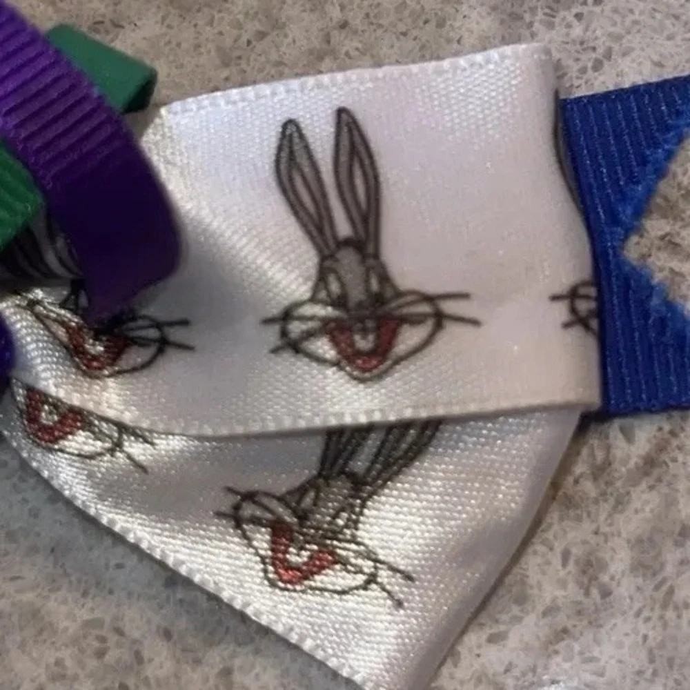 Vintage Looney Tunes Hair Barrette Ribbons Bugs Bunny Daffy Duck 1990 Barrettes